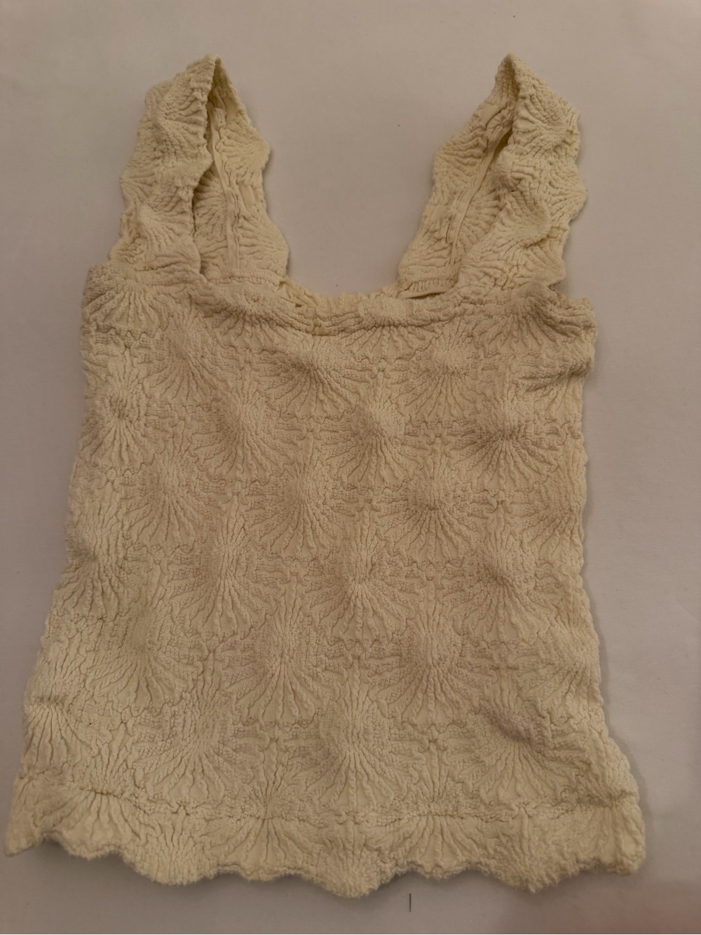 Free People Love Letter Cream Textured Ruffle-Edge Tank - Picture 2 of 2